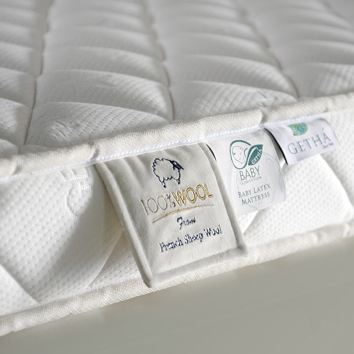 Getha baby mattress 100% natural latex, filled with French wool