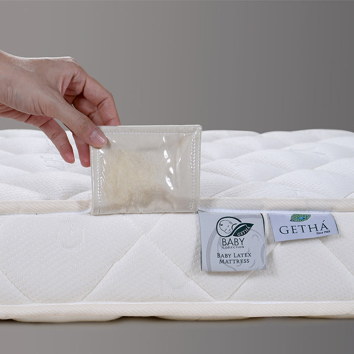 Getha baby mattress 100% natural latex, filled with French wool